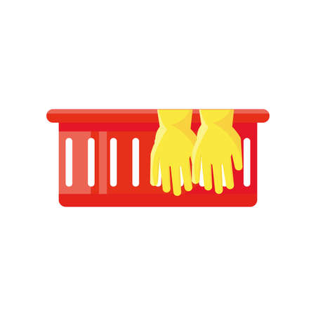 bucket gloves cleaning supply on white background vector illustration designのイラスト素材