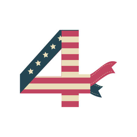 number 4 with the flag of united states on white background vector illustration designのイラスト素材
