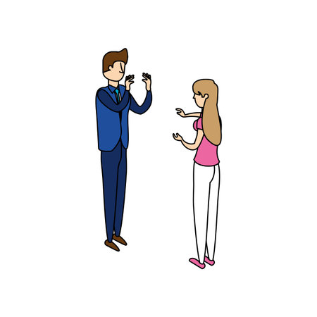 business couple workers talking characters vector illustration designのイラスト素材