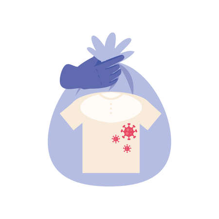 washing clothes for covid 19 prevention vector illustration designのイラスト素材