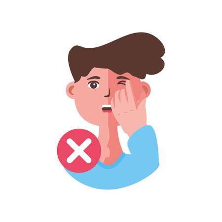 man infected with coronavirus suffer symptoms vector illustration designのイラスト素材