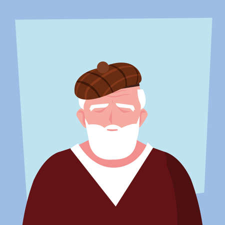 elderly man takes care of himself at home vector illustration designのイラスト素材