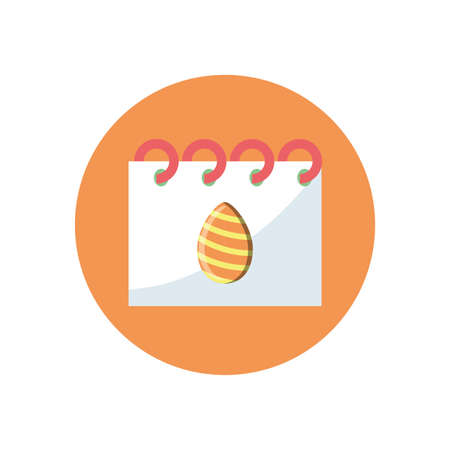 calendar with easter egg over white background, block style icon, vector illustrationのイラスト素材