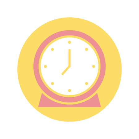 alarm clock over white background, block style icon, vector illustration