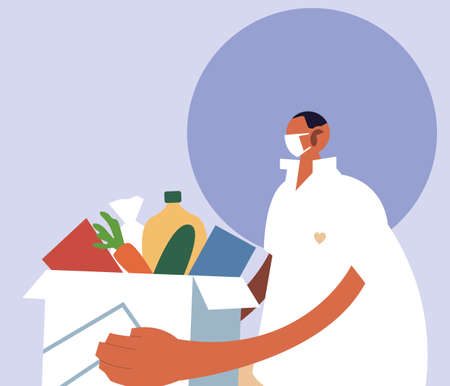 delivery man delivering order to customer vector illustration designのイラスト素材