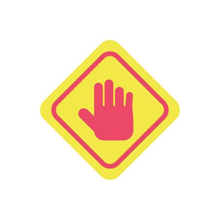 stop hand sign icon over white background, flat style and colorful design, vector illustrationのイラスト素材