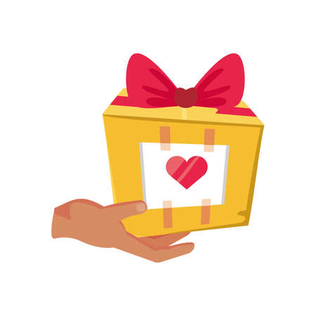 gift with hand on white background vector illustration designのイラスト素材