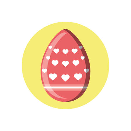 easter egg with hearts design over white background, block style, vector illustrationのイラスト素材