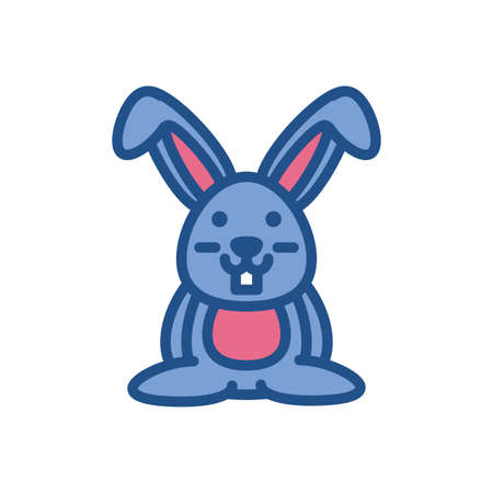 cute bunny icon over white background, colorful and line style design, vector illustrationのイラスト素材