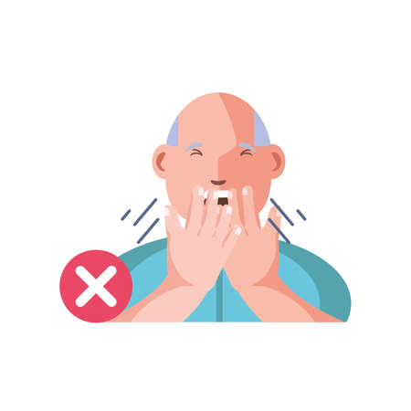 man infected with coronavirus suffer symptoms vector illustration designのイラスト素材