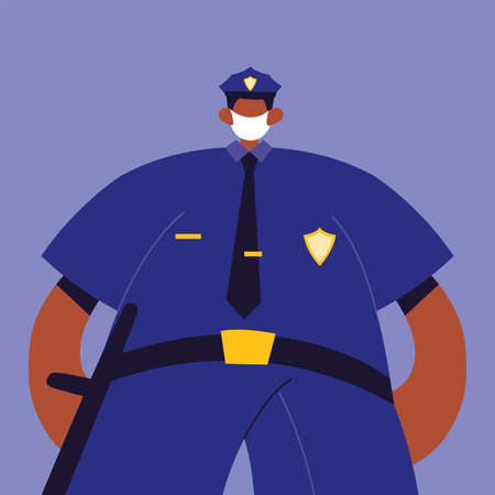man police using face mask vector illustration designのイラスト素材
