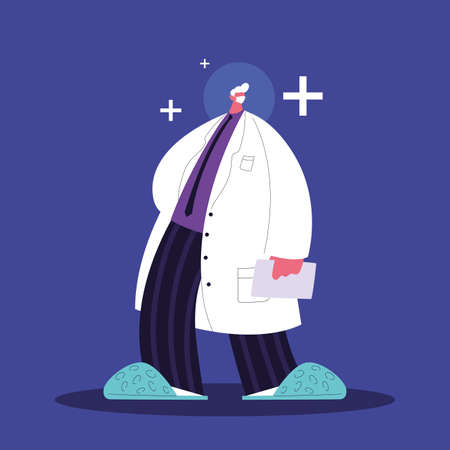 man doctor standing, medical staff vector illustration designのイラスト素材