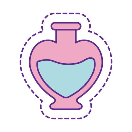 heart flask line and fill style icon design, Cute patch expression emoticon and childhood theme Vector illustrationのイラスト素材
