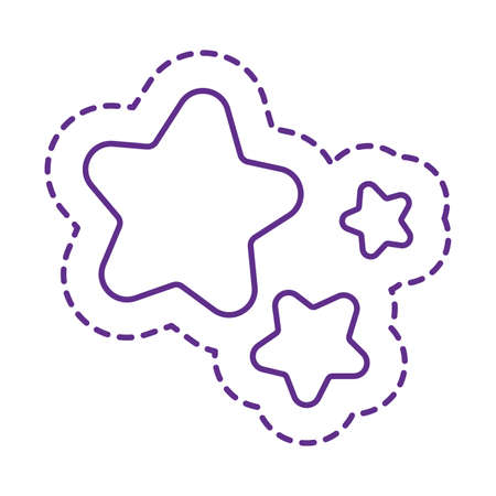 stars line style icon design, Cute patch expression emoticon and childhood theme Vector illustrationのイラスト素材