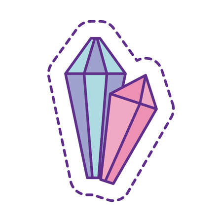 diamonds line and fill style icon design, Cute patch expression emoticon and childhood theme Vector illustrationのイラスト素材
