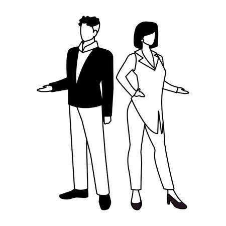 business couple standing on white background vector illustration designのイラスト素材
