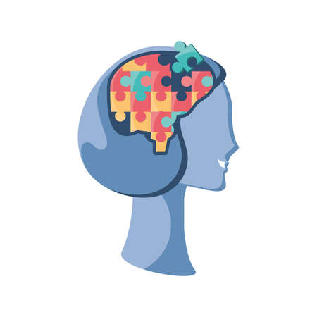puzzle in human head on white background vector illustration designのイラスト素材
