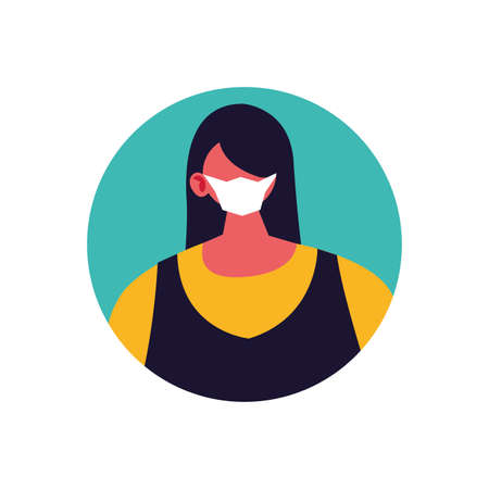 woman with medical mask on white background vector illustration designの写真素材