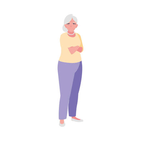 happy elderly woman wearing clothes vector illustration designのイラスト素材