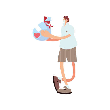 delivery man wearing face mask vector illustration designのイラスト素材