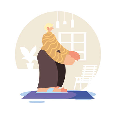 Man at home in quarantine vector illustration designのイラスト素材