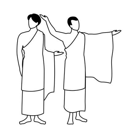 men pilgrim hajj on white background vector illustration designのイラスト素材