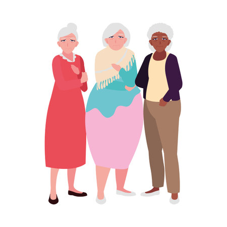 happy elderly women sharing at home vector illustration designのイラスト素材
