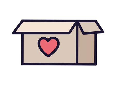 cardboard box with heart, symbol of donation and charity vector illustration designのイラスト素材