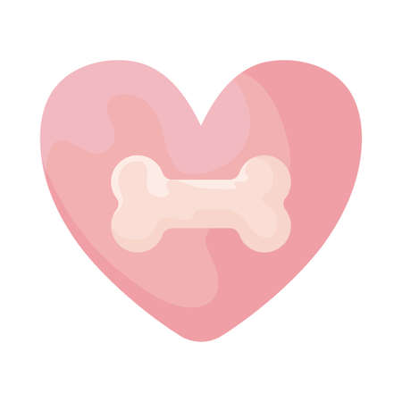 pink heart with bone on white background vector illustration designのイラスト素材