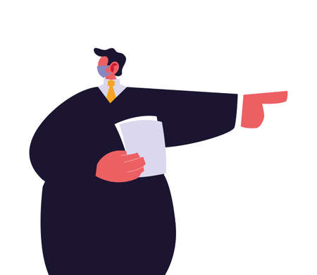 businessman with medical mask and document on white background vector illustration designのイラスト素材