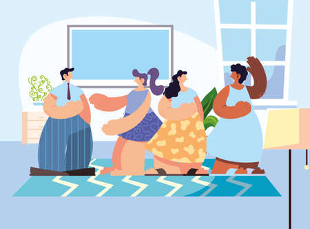 people gathered together sharing at home vector illustration designのイラスト素材