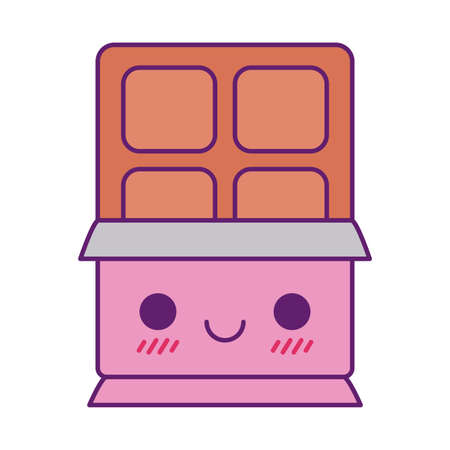 chocolate cartoon line and fill style icon design, food cute expression character funny and emoticon theme Vector illustrationのイラスト素材