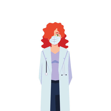 Woman doctor with uniform and mask design of Medical care health and emergency theme Vector illustrationのイラスト素材
