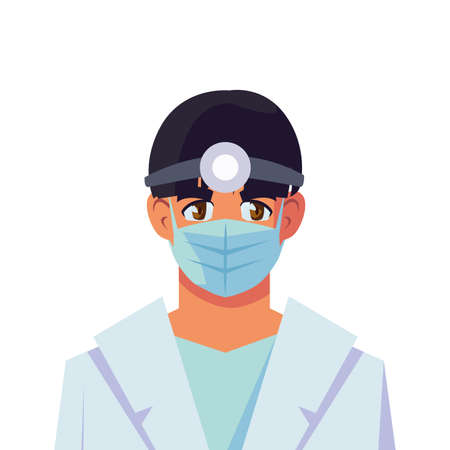 Man doctor with uniform and mask design of Medical care health and emergency theme Vector illustrationのイラスト素材
