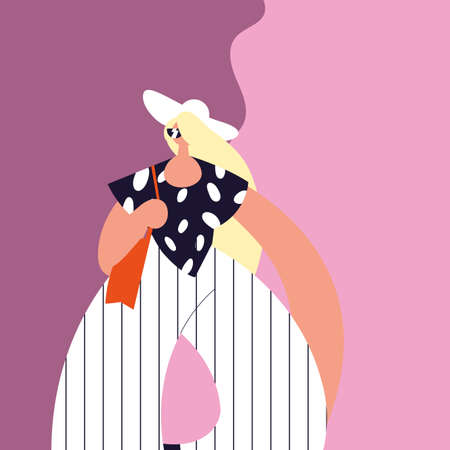 Urban woman cartoon with casual cloth hat and glasses design, Person people human and social media theme Vector illustrationのイラスト素材