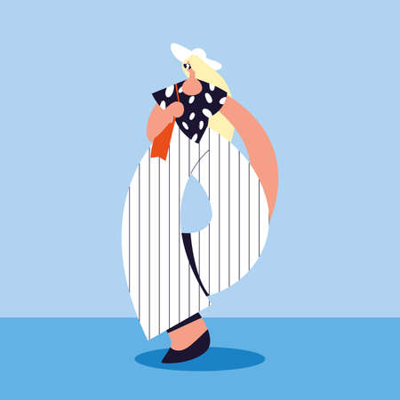 Urban woman cartoon with casual cloth hat and glasses design, Person people human and social media theme Vector illustrationのイラスト素材