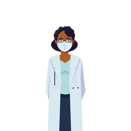 Woman doctor with uniform and mask design of Medical care health and emergency theme Vector illustrationのイラスト素材