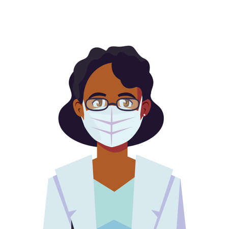 Woman doctor with uniform and mask design of Medical care health and emergency theme Vector illustrationのイラスト素材