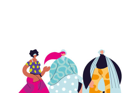 Urban women cartoons with casual cloth design, girl female person people human and social media theme Vector illustrationのイラスト素材