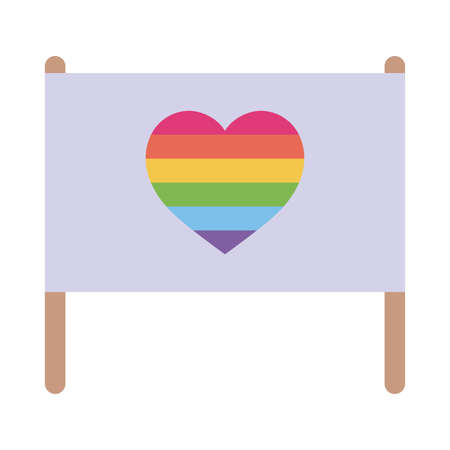 lgbt flag with heart flat style icon design, Pride day sexual orientation and identity theme Vector illustrationのイラスト素材