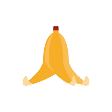 banana peel over white background, flat style icon, vector illustrationのイラスト素材