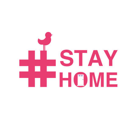 stay at home, awareness social media campaign and coronavirus prevention vector illustration designのイラスト素材