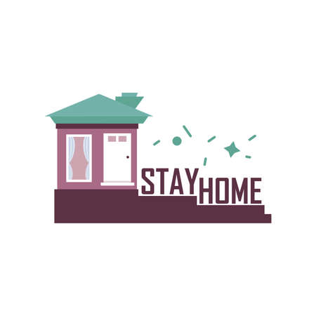 stay at home campaign with front of house vector illustration designのイラスト素材
