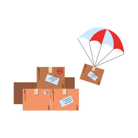arrival of parcels by parachute vector illustration designのイラスト素材