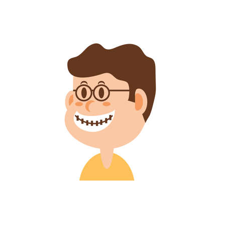 boy cartoon with glasses design, Kid childhood little people lifestyle casual person cheerful and cute theme Vector illustrationのイラスト素材