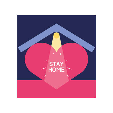 stay at home campaign with heart vector illustration designのイラスト素材