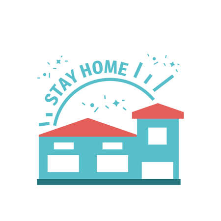 stay at home campaign with front of house vector illustration designのイラスト素材