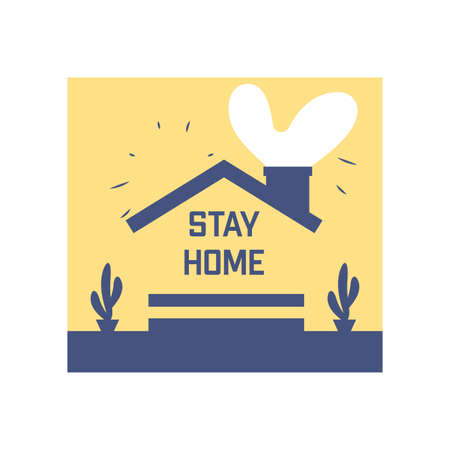 stay at home campaign with a house vector illustration designのイラスト素材