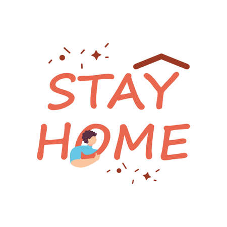 stay at home campaign with man vector illustration designのイラスト素材