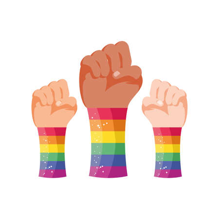 gay pride fight hand on white background vector illustration designのイラスト素材